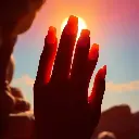 Sculptural clay art depicting a grand epic scene of sunset ombre gel nails transitioning from orange to pink, glowing under golden hour sunlight, soft gradient, summer aesthetic hand pose, massive scale, heroic ele.webp