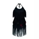 Bold Black Fringe Halter Dress – Cowgirl Concert Showstopper