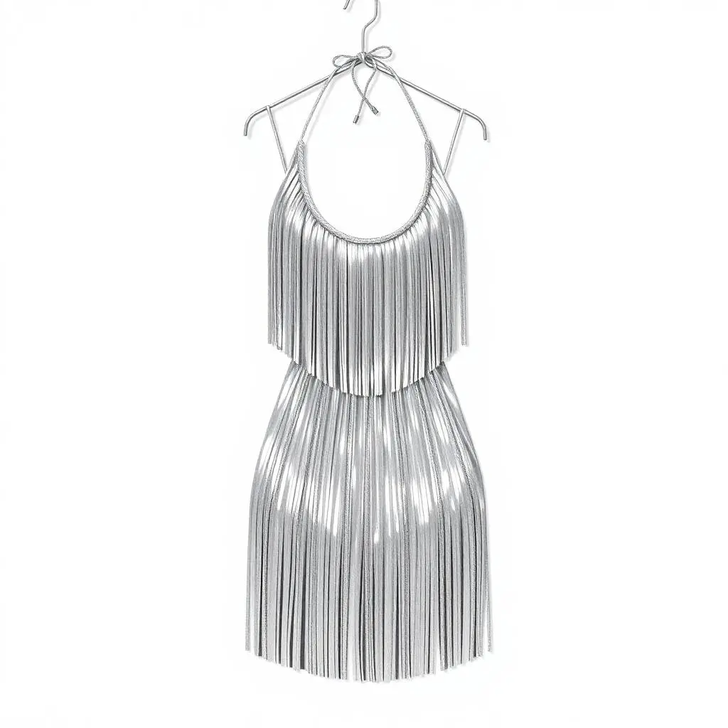Shimmering Silver Fringe Dress – Glam Cowgirl Rodeo Night