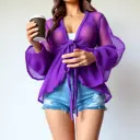 LavendeLavender Sheer Tie-Front Bell Sleeve Shrug – Lightweight Summer Bolero by Avidlover Sheer Tie-Front Bell Sleeve Shrug – Lightweight Summer Bolero by Avidlove