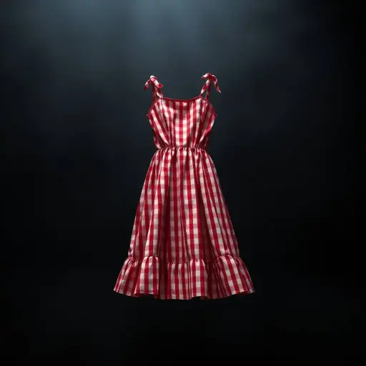 Red Gingham Tie-Strap A-Line Summer Dress