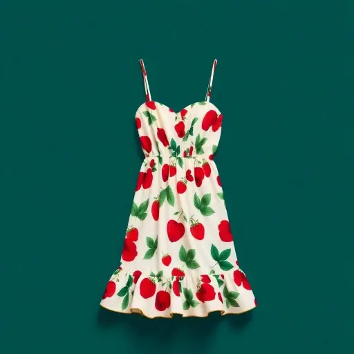 Strawberry Print Sundress – Floral Spaghetti Strap Summer Dress for Vacations & Picnics